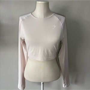Gymshark Women's Light Cream Long Sleeve Crop Top